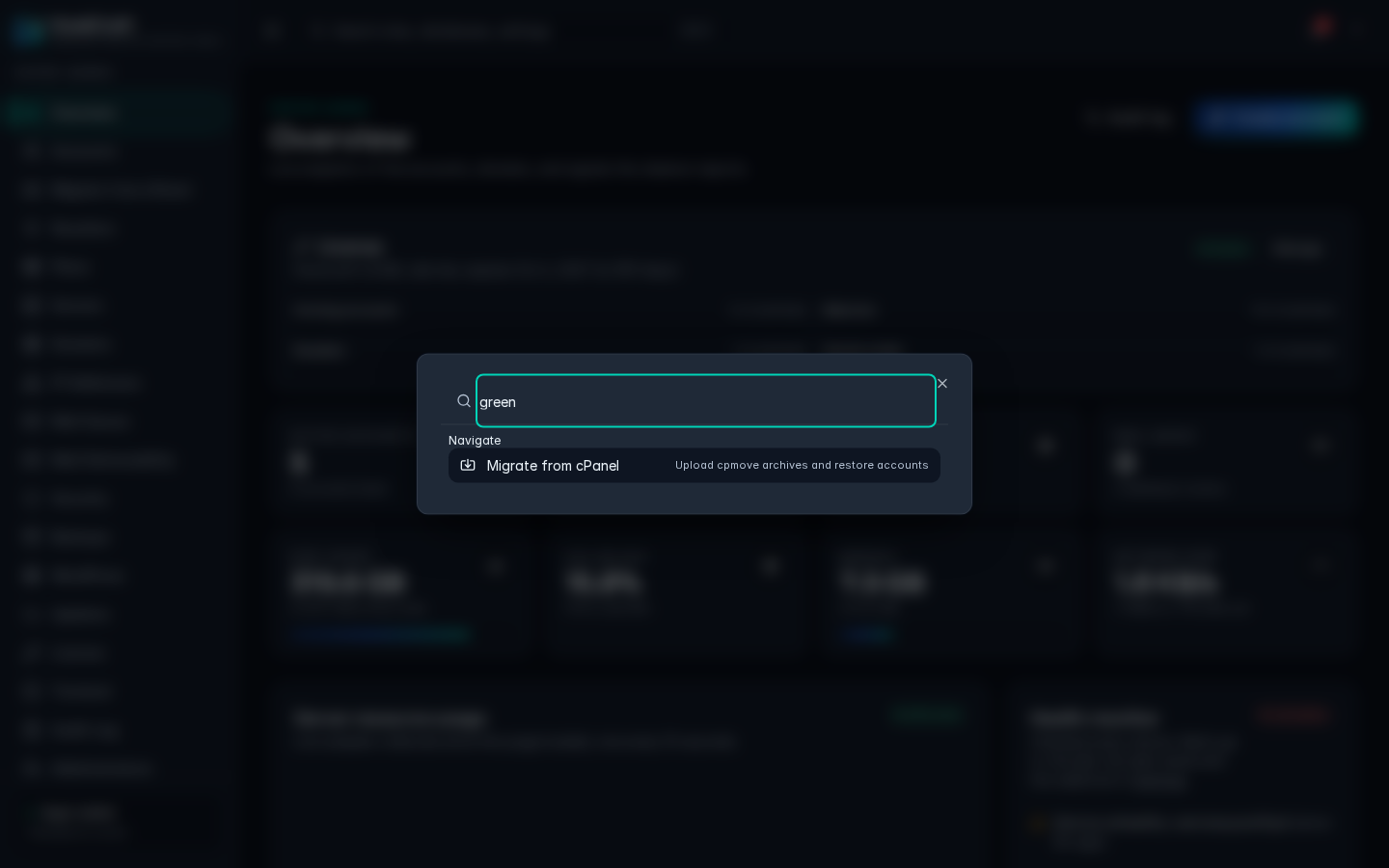 HostCraft command palette searching across the panel